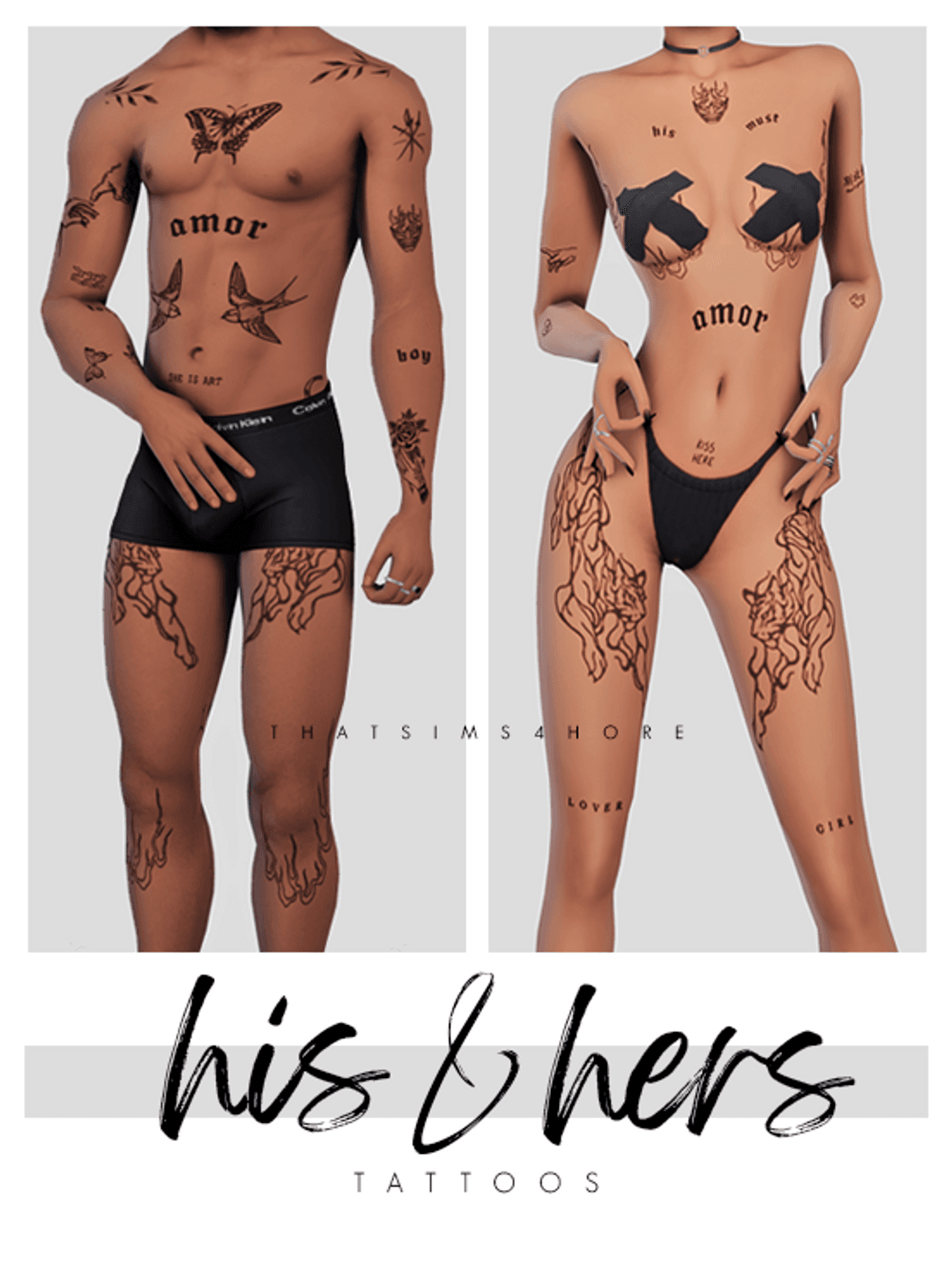 Скриншот мода Тату-сет His and Hers